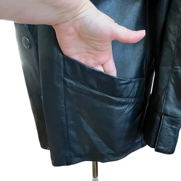 Vintage Black Leather Womens Blazer Jacket Super Soft - READ‎ - Picture 7 of 8